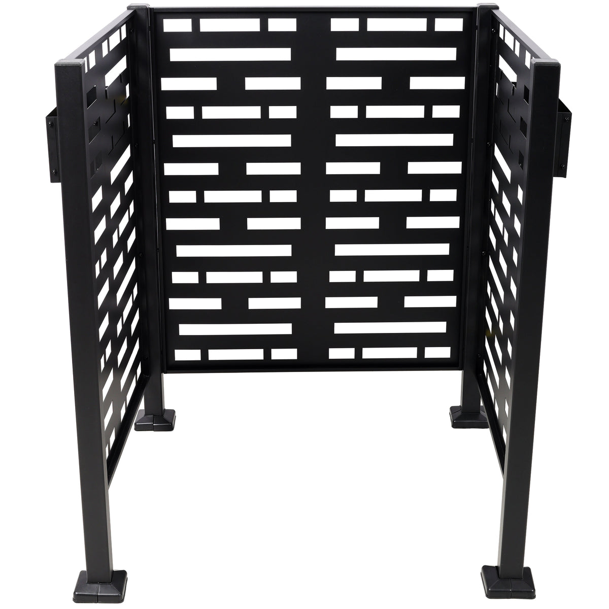 3x3 Ft Metal Air Conditioner Privacy Fence with Planter Boxes - Black