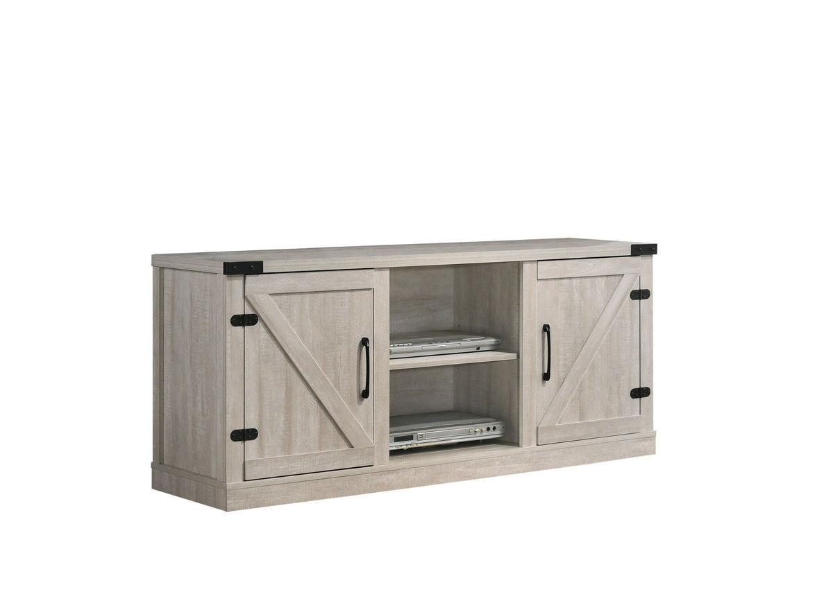 58" Wide TV Stand with Open Shelves and Cabinets - Gray