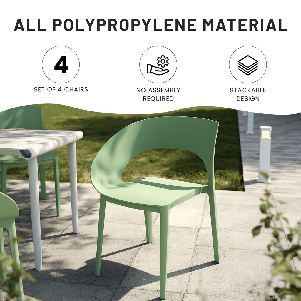 Modern 4 Piece Outdoor Set with Folding Table - Green or Orange