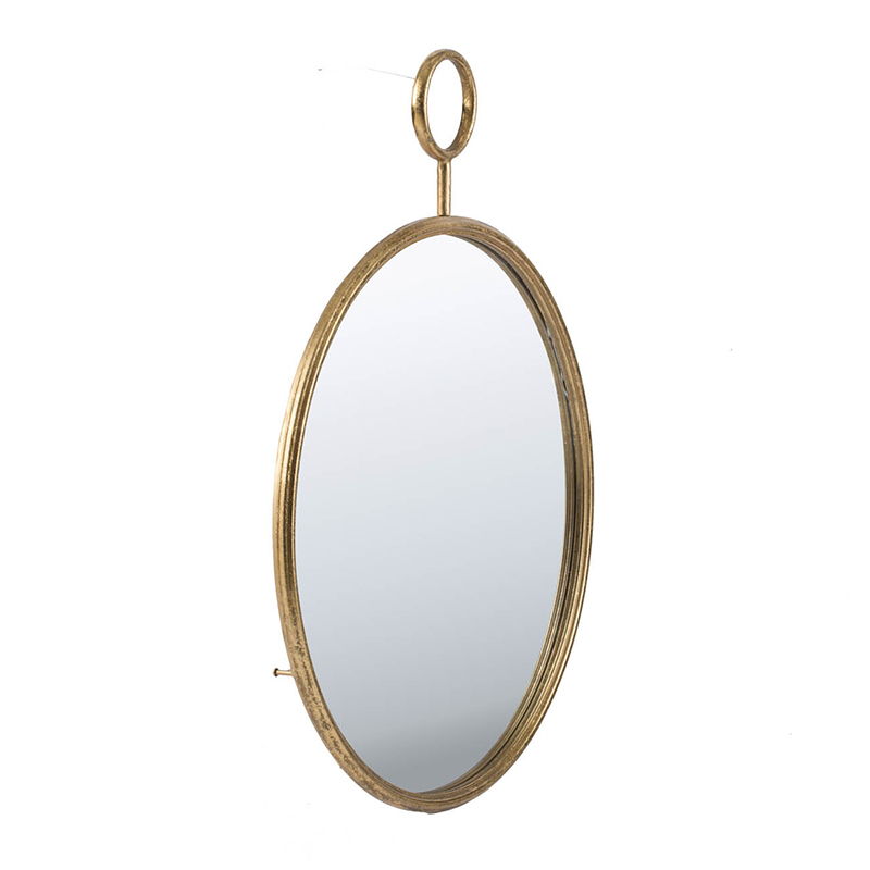 Gray Circle Wall Mirror with Iron Frame - Modern Accent for Living Room