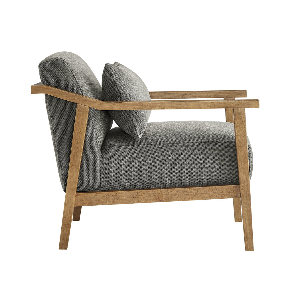 Arm Accent Chair with Lumbar Pillow - White or Dark Gray