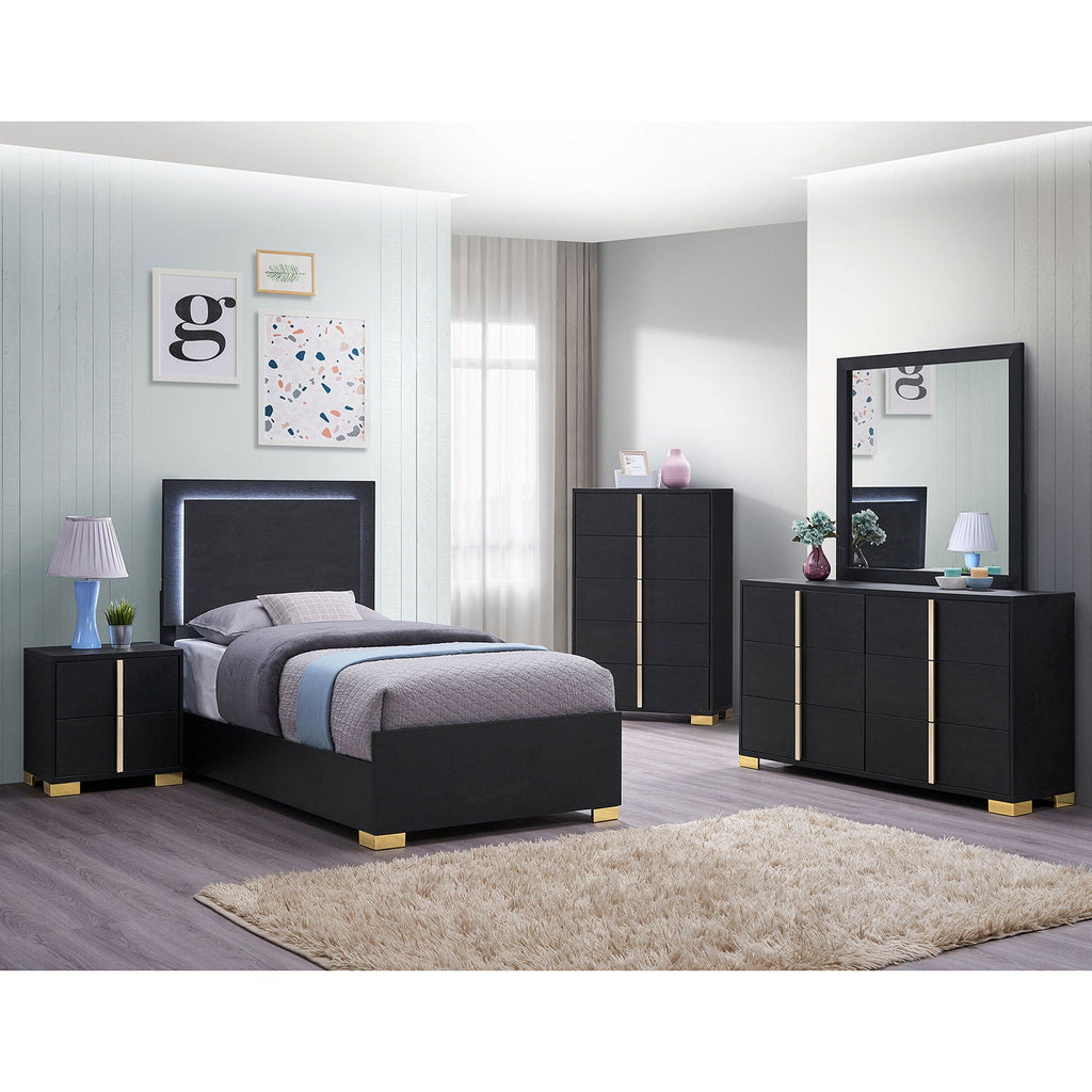 Jeremiah LED Panel Bed With Touch Controlled Lighting