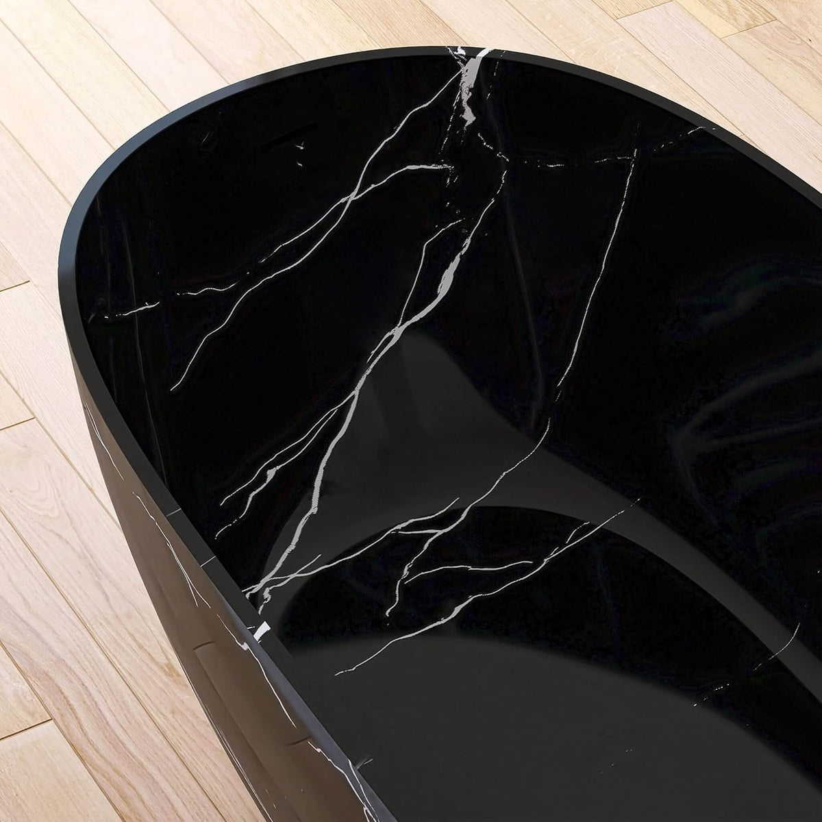 [63X29.5-Inch] Freestanding Modern Marble-Design Solid Surface Soaking Tub With Overflow (SAK11528)