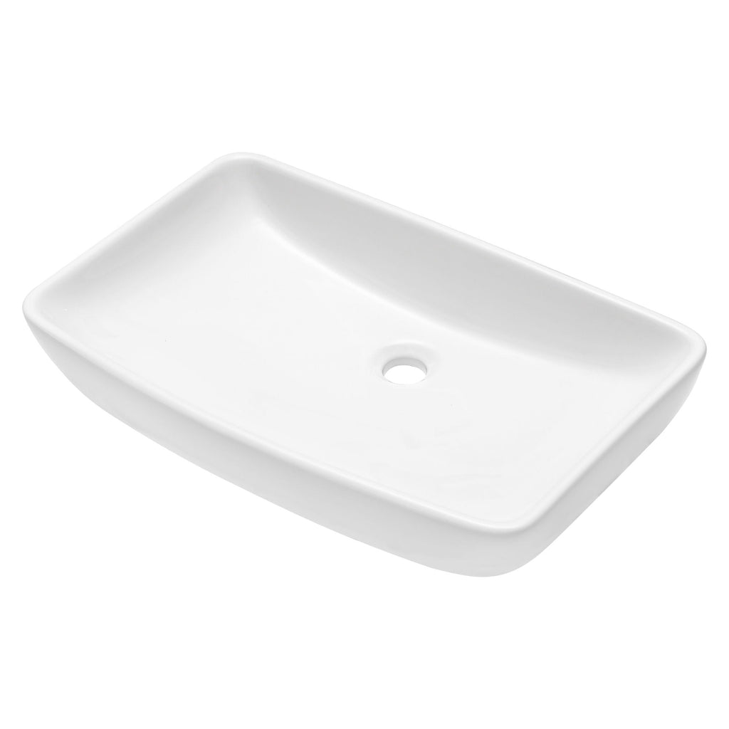 Rectangular Vessel Bathroom Sink - White