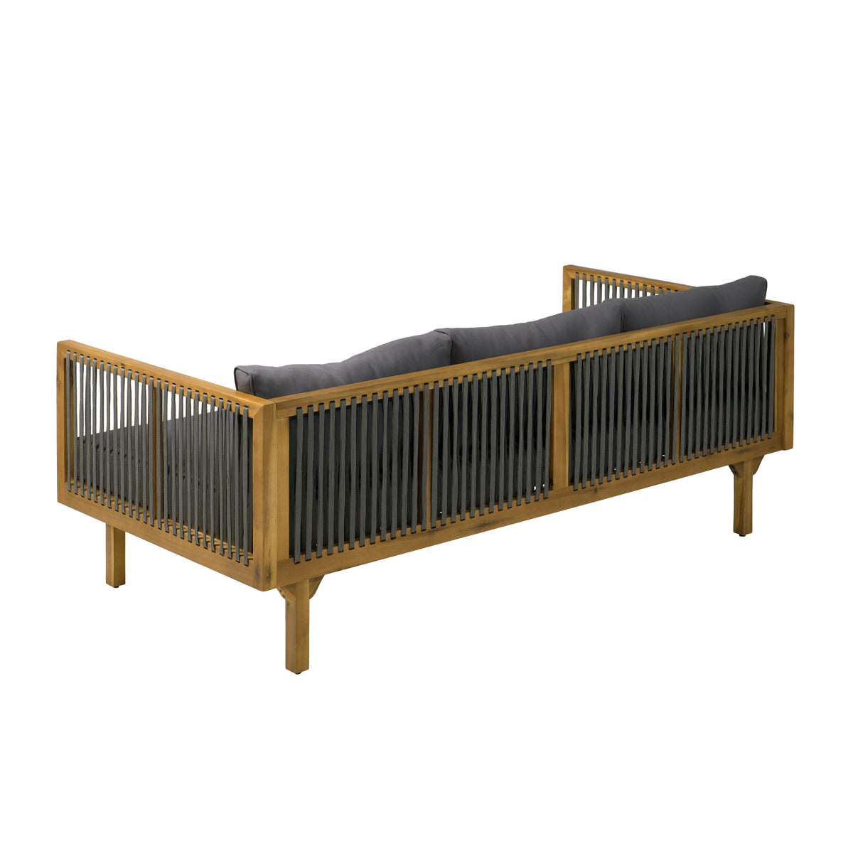 2-Piece Outdoor Patio Set with Rope Back and Water-Repellent Cushions - Dark Grey