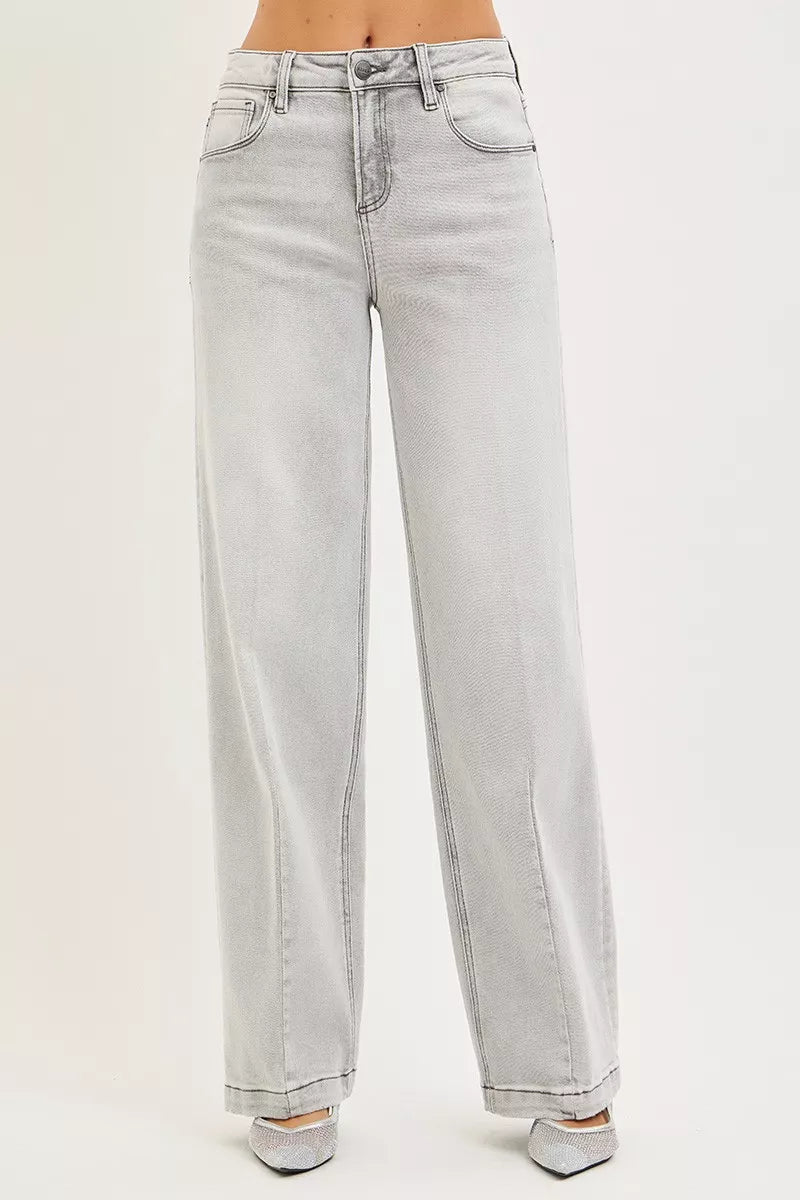 RISEN Slouchy Baggy Jeans with Contrast Stitching