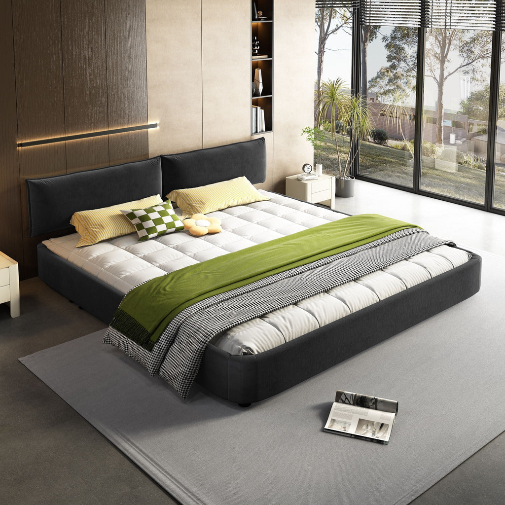 Cloud Bed Frame with Oversized Padded Movable Headboard - King