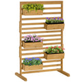 Wooden Plant Trellis Stand with 5 Planter Boxes - Natural Fir