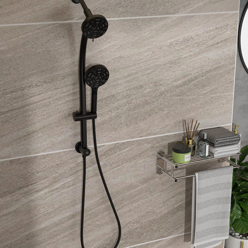 Multi Function Dual Shower Head System With 4.7" Rain Showerhead, 8 Function Hand Shower, Adjustable Slide Bar