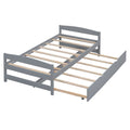 Twin Size Platform Bed with Trundle - Solid Wood Frame - Dark Gray or White
