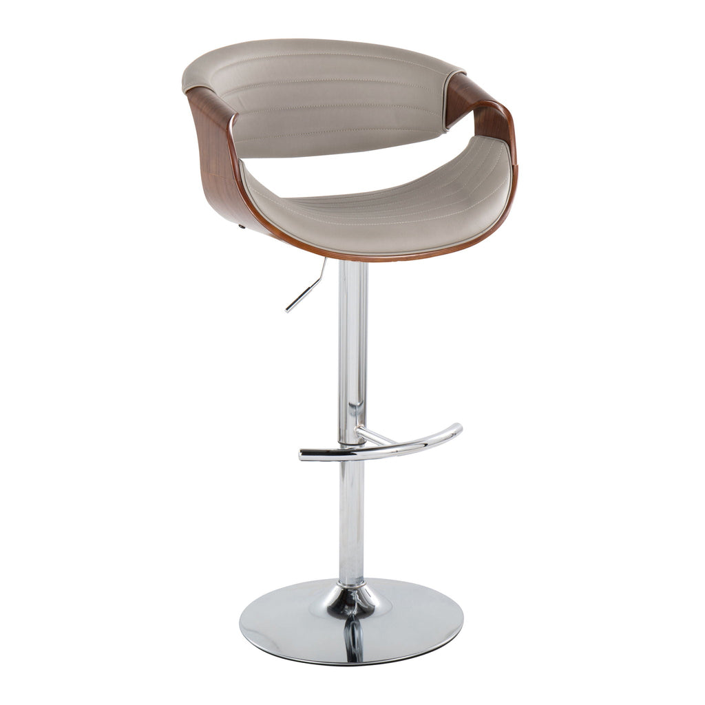 Mid Century Modern Adjustable Barstool Set of 2 with Swivel Footrest - Pearl Silver, Beige, Black