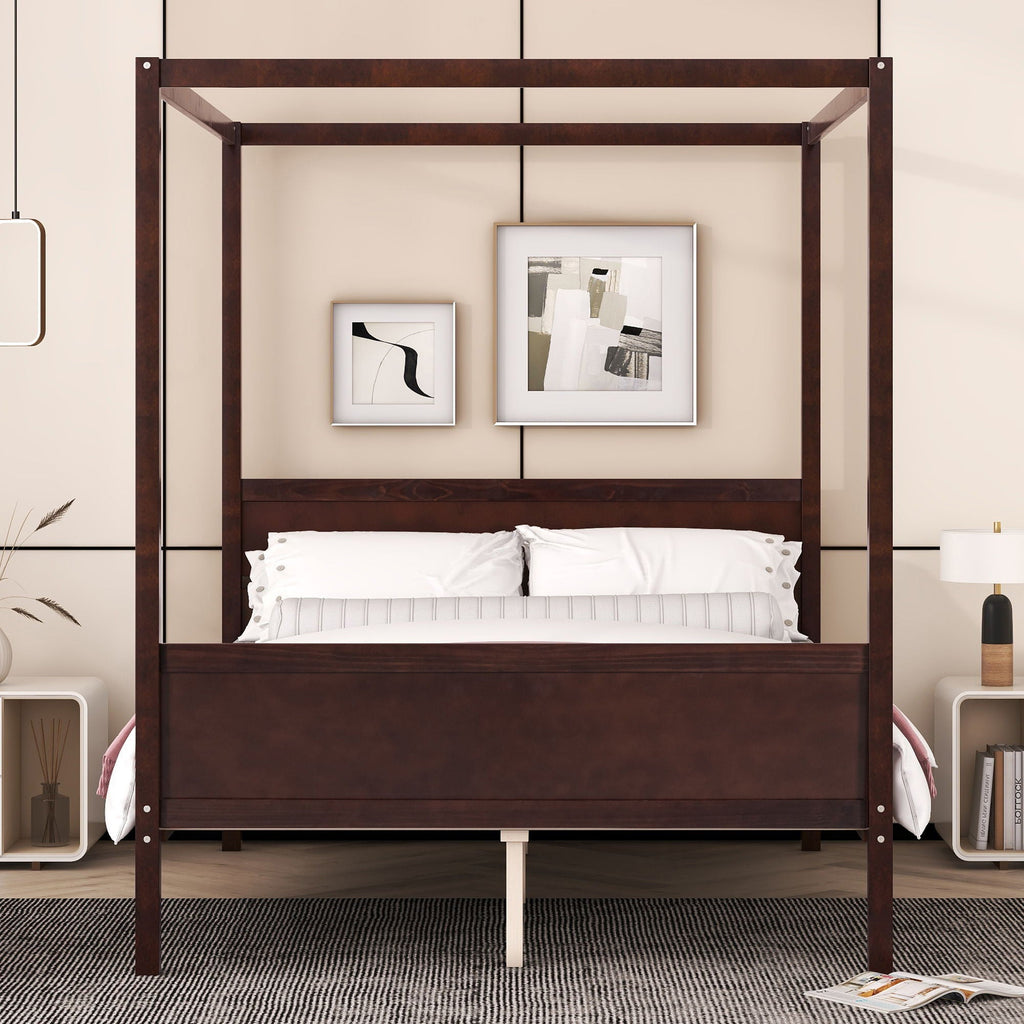 Canopy Platform Bed With Headboard And Footboard, Slat Support Leg