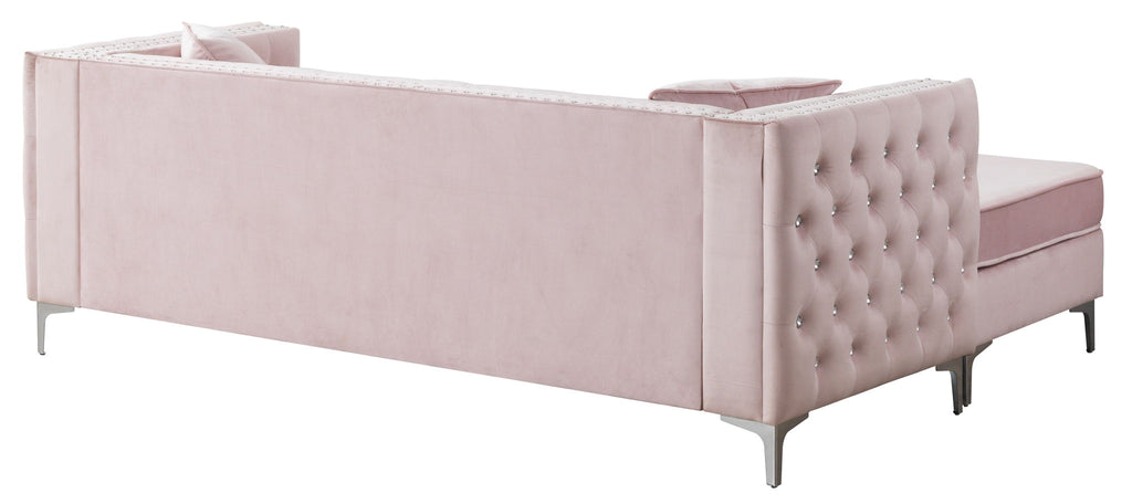 Sofa Chaise with Faux Jewel Tufting - Multiple Colors