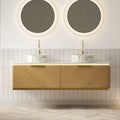 60" Bathroom Vanity with Sintered Stone Top and Ceramic Sinks - Dark Walnut