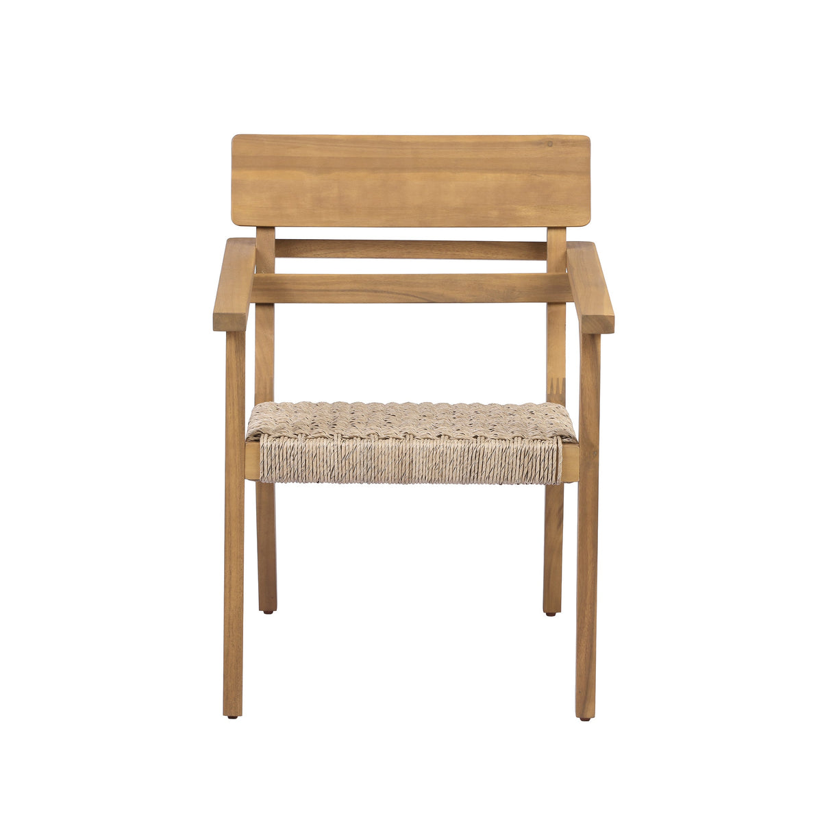 Outdoor Acacia Wood Dining Chairs with Woven Wicker Seats - Natural