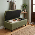 Storage Ottoman with Flip-Top Lid, Easy Assembly, Boucle Fabric & Rubber Wood Legs