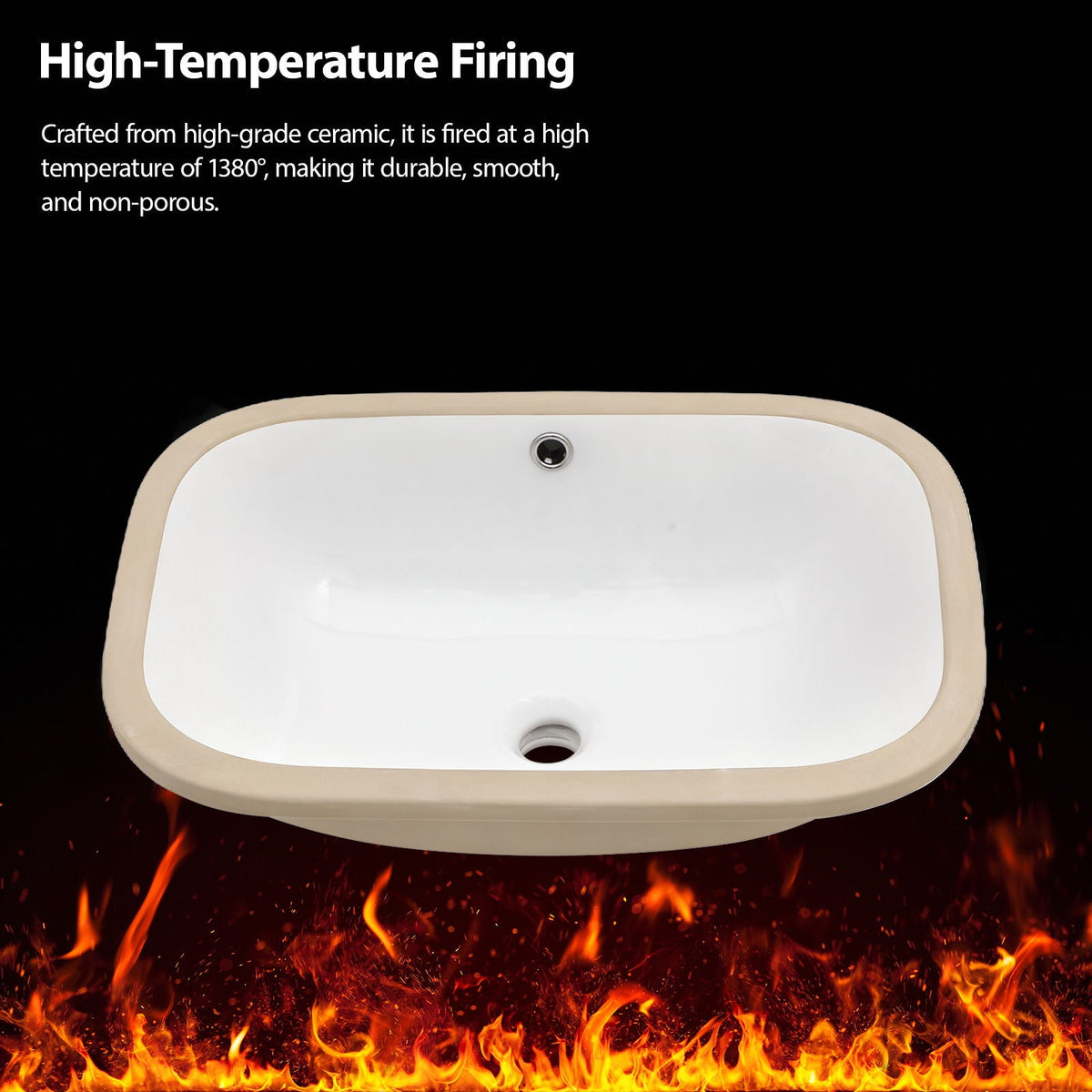 Modern Ceramic Undermount Bathroom Sink with Overflow - White or Black