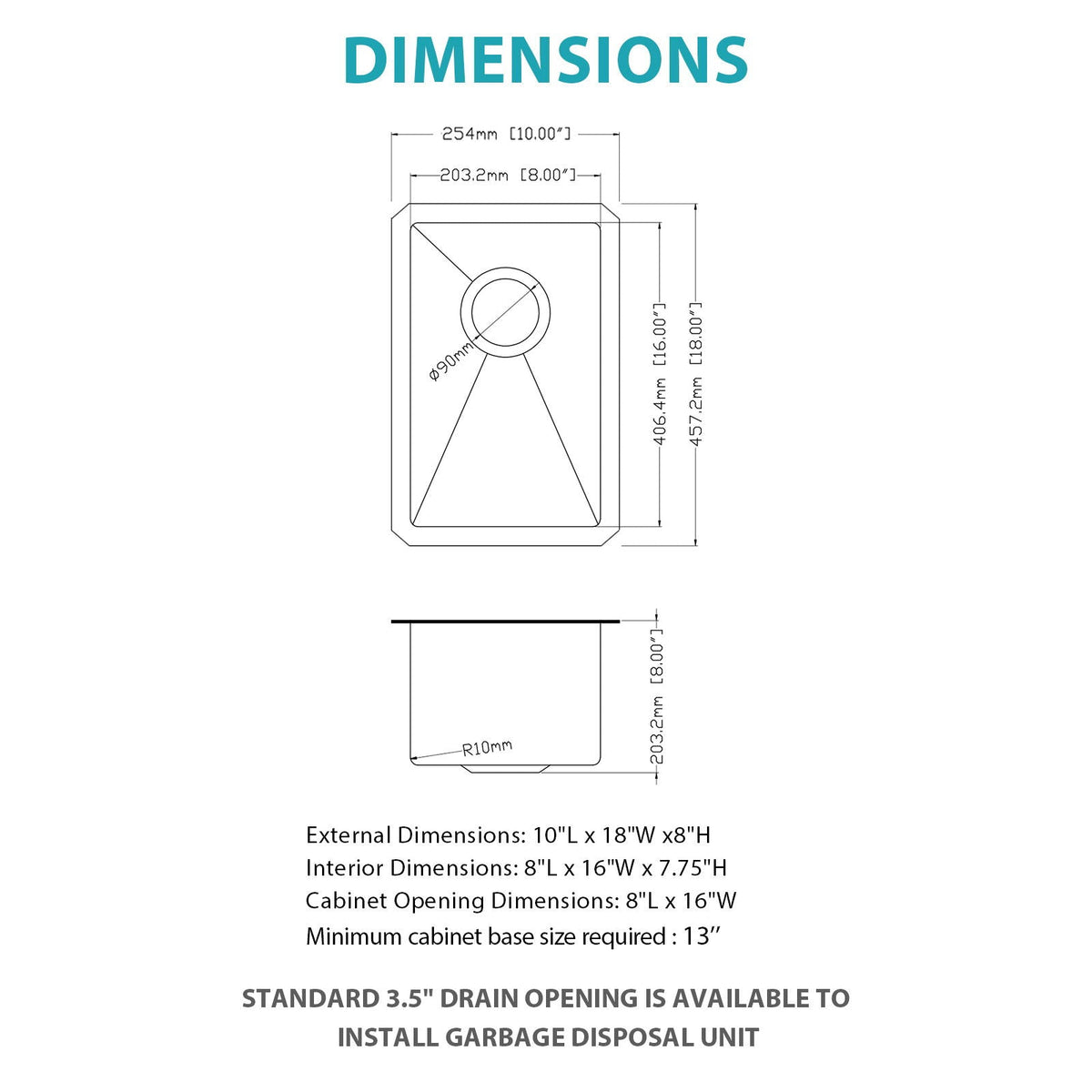 Undermount Steel Kitchen Sink, Deep Single Bowl Basin