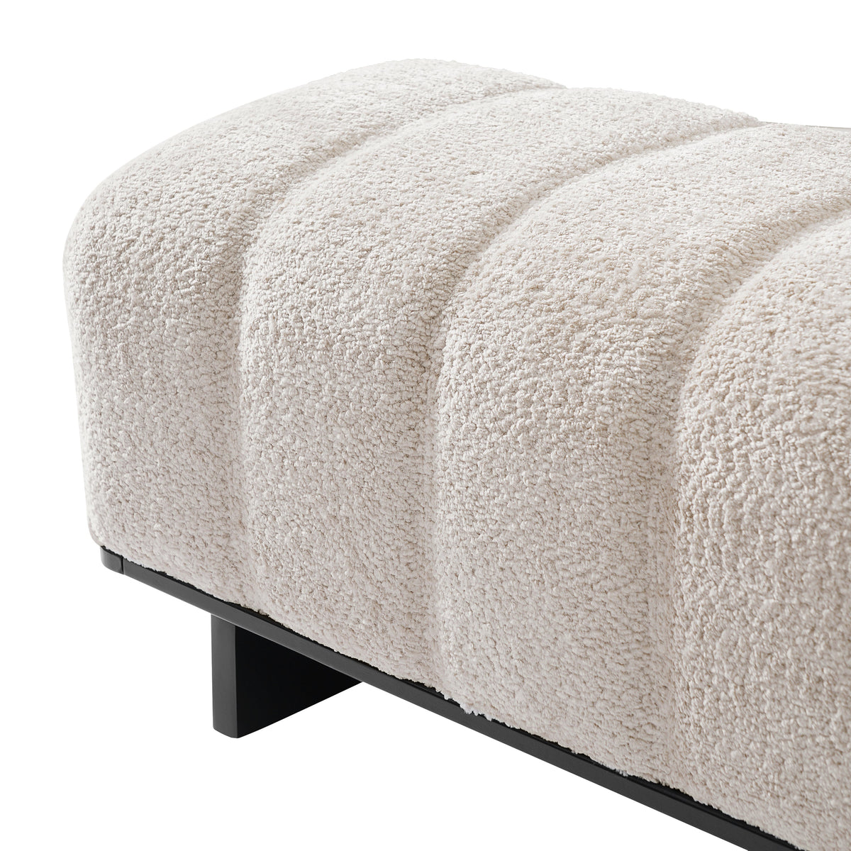 Indoor Dining Bench with Faux Fur Upholstery - Beige