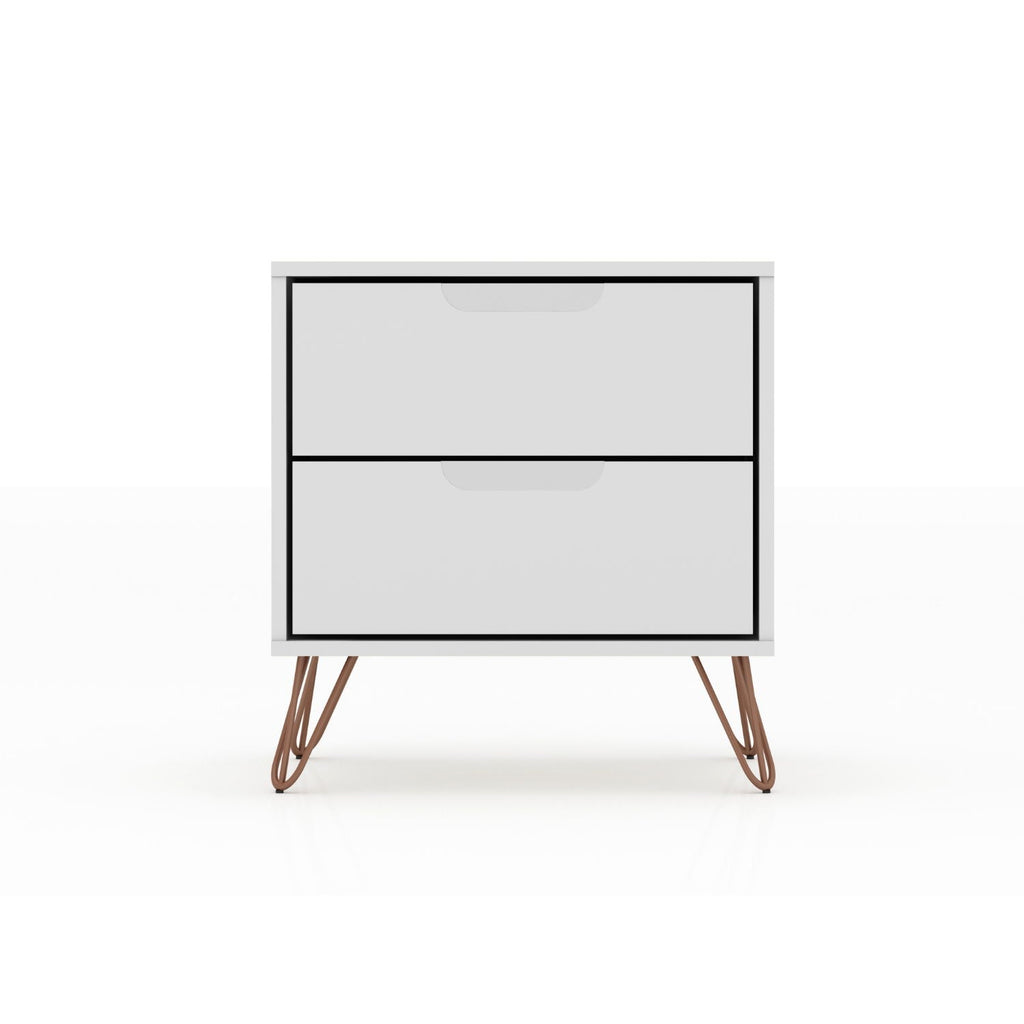 White Nightstand with 2 Drawers - Modern Storage Solution