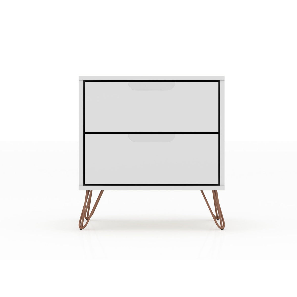 White Nightstand with 2 Drawers - Modern Storage Solution