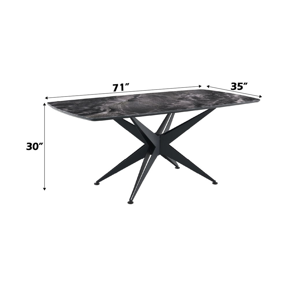 Klaus - Dining Table - Crystal Tempered Glass Top & Black Finish