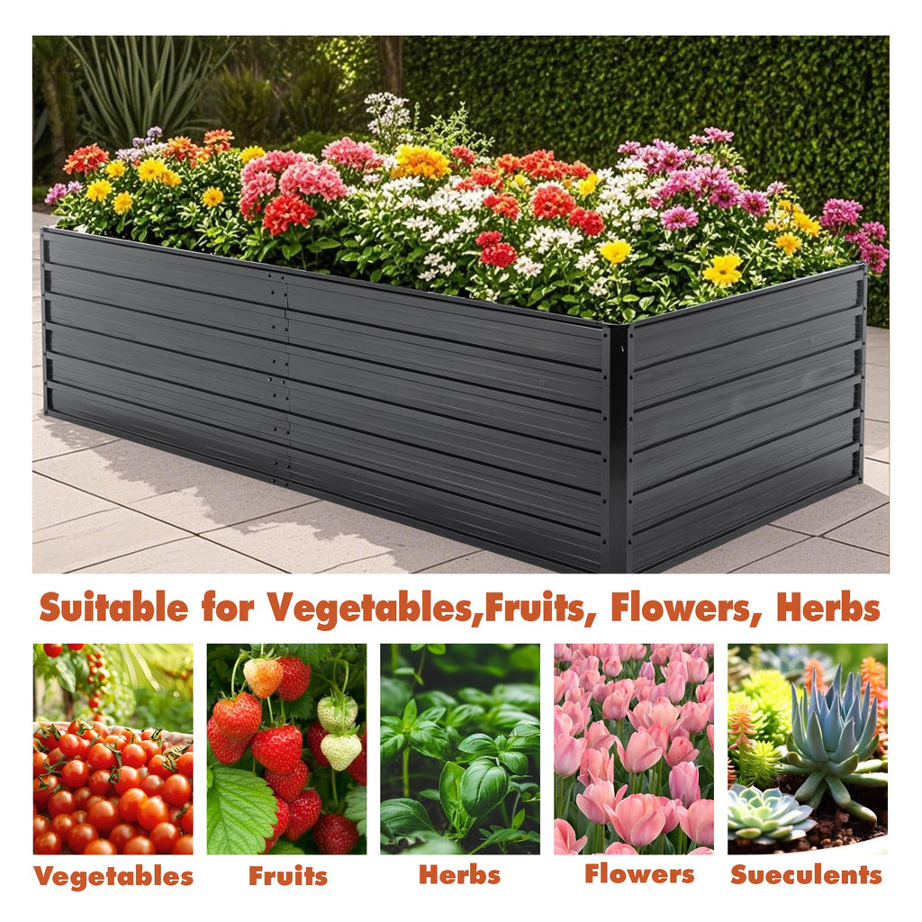 Metal Raised Garden Bed Kit with Gloves - Galvanized Steel