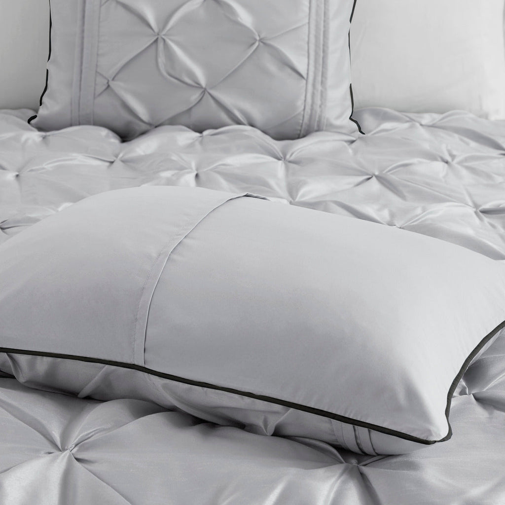 7 Piece Tufted Comforter Set Grey King