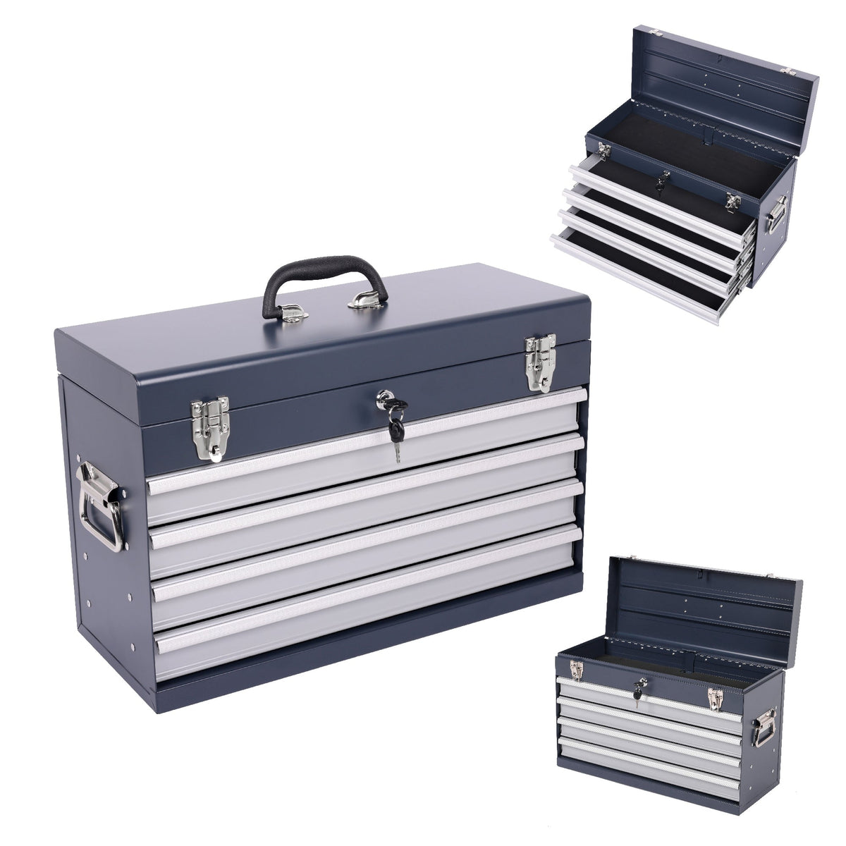 21-Inch Heavy Duty Metal Tool Box with 4 Drawers - Multiple Colors