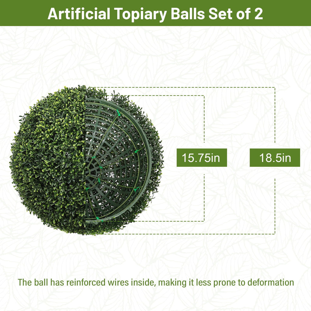 Artificial Topiary Balls with Lifelike Shape Retention - Green
