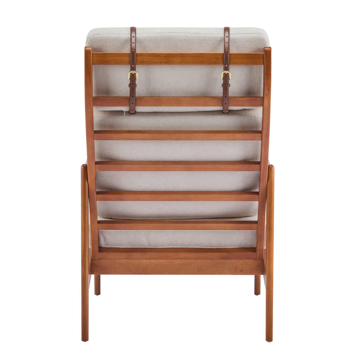 Mid Century Modern Accent Armchair with Solid Wood Frame - Light Gray or Beige