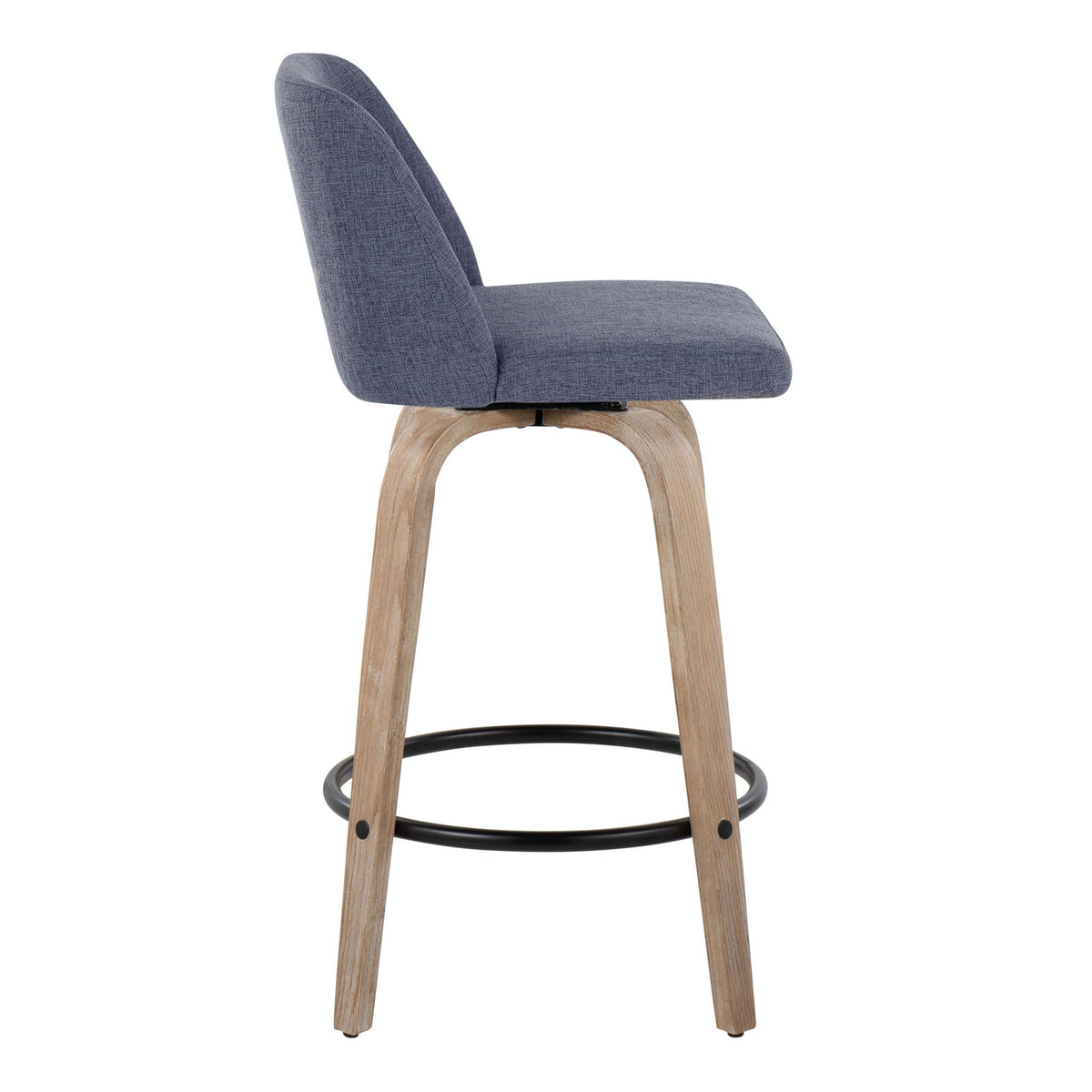 Toriano - Contemporary Fixed-Height Counter Stool & Swivel with Round Footrest (Set of 2)
