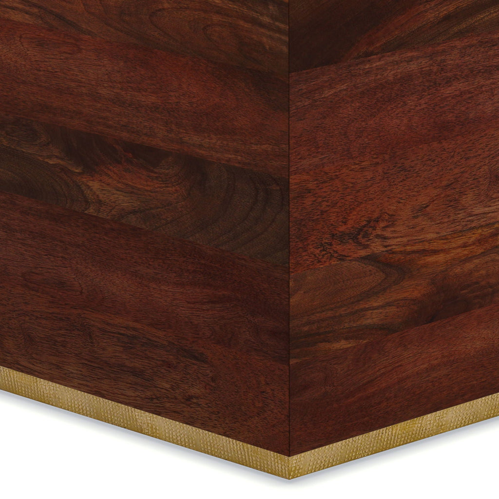 Handcrafted Square Coffee Table with Brass Trim - Multiple Finishes