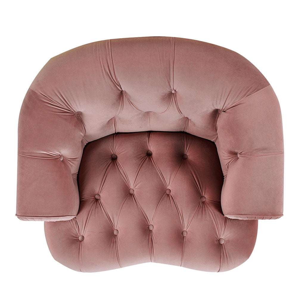 Victorian Tufted Upholstered Accent Chair with Nailhead Trim - Dark Red, Blue, or Pink