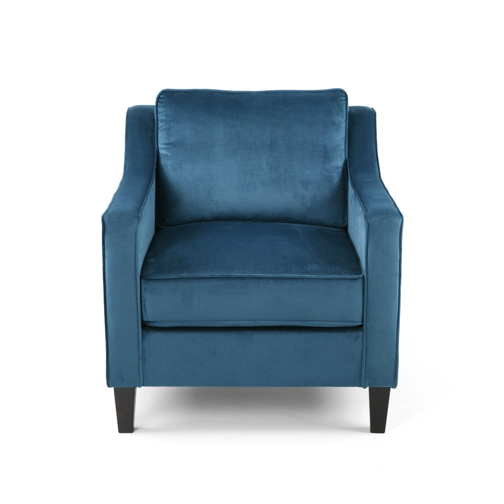 Blue Velvet Upholstered Club Chair with Contemporary Design - Blue