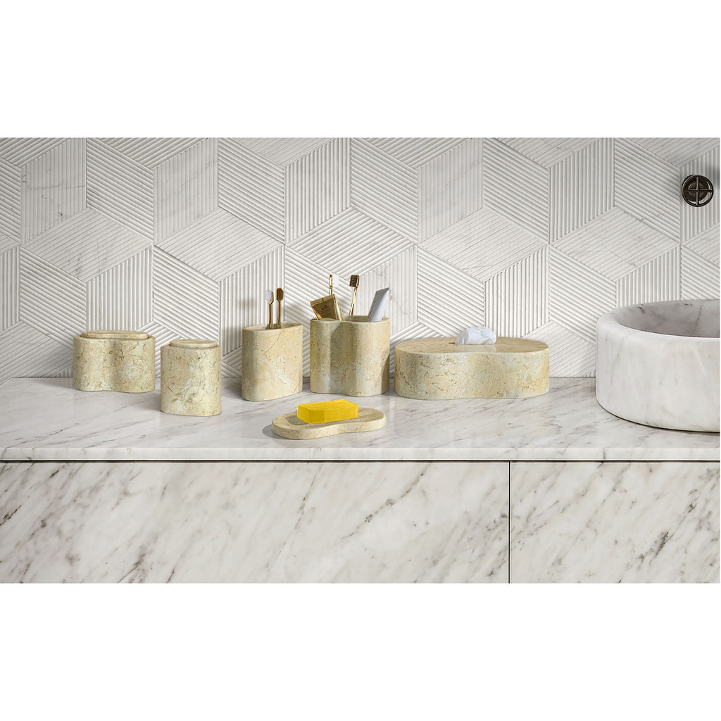 Elegant Natural Marble Bathroom Accessories Set