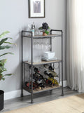 Brantley Wine Rack with Industrial Metal and Wood - Gray / Oak