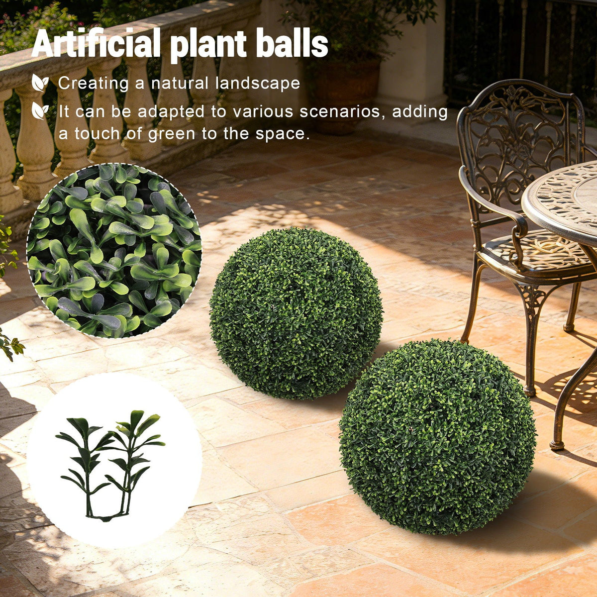 Artificial Topiary Balls with Lifelike Shape Retention - Green