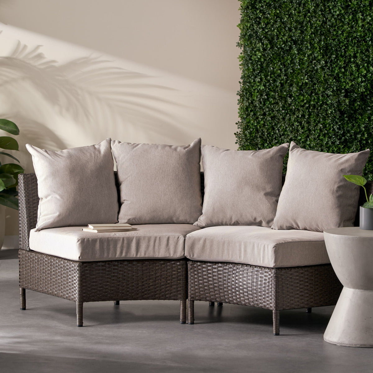 Pt Limon Modern Outdoor Single Sofa with Iron Frame – Pearl Silver or Light Brown