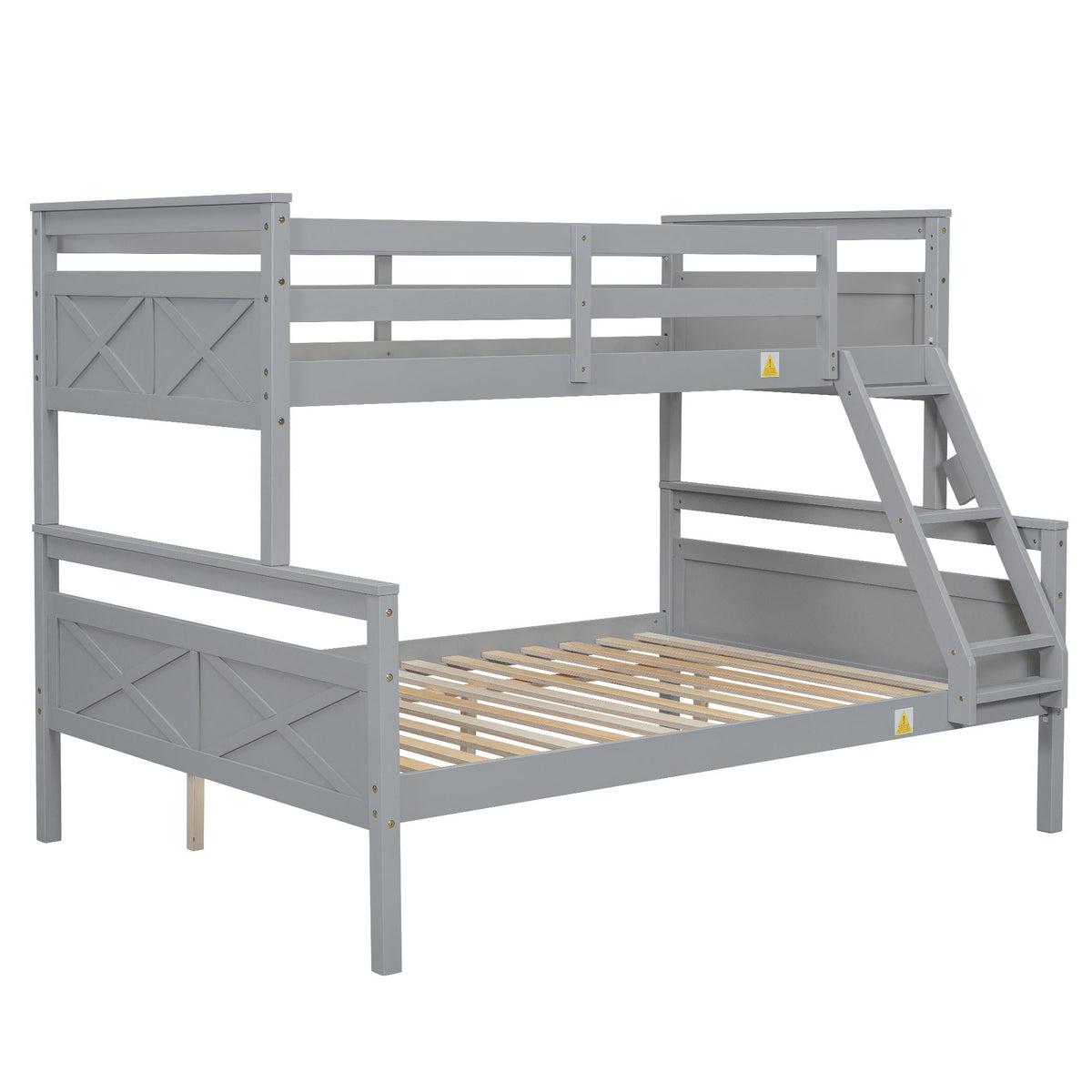 Twin Over Full Bunk Bed with Ladder and Storage Options - White or Dark Gray