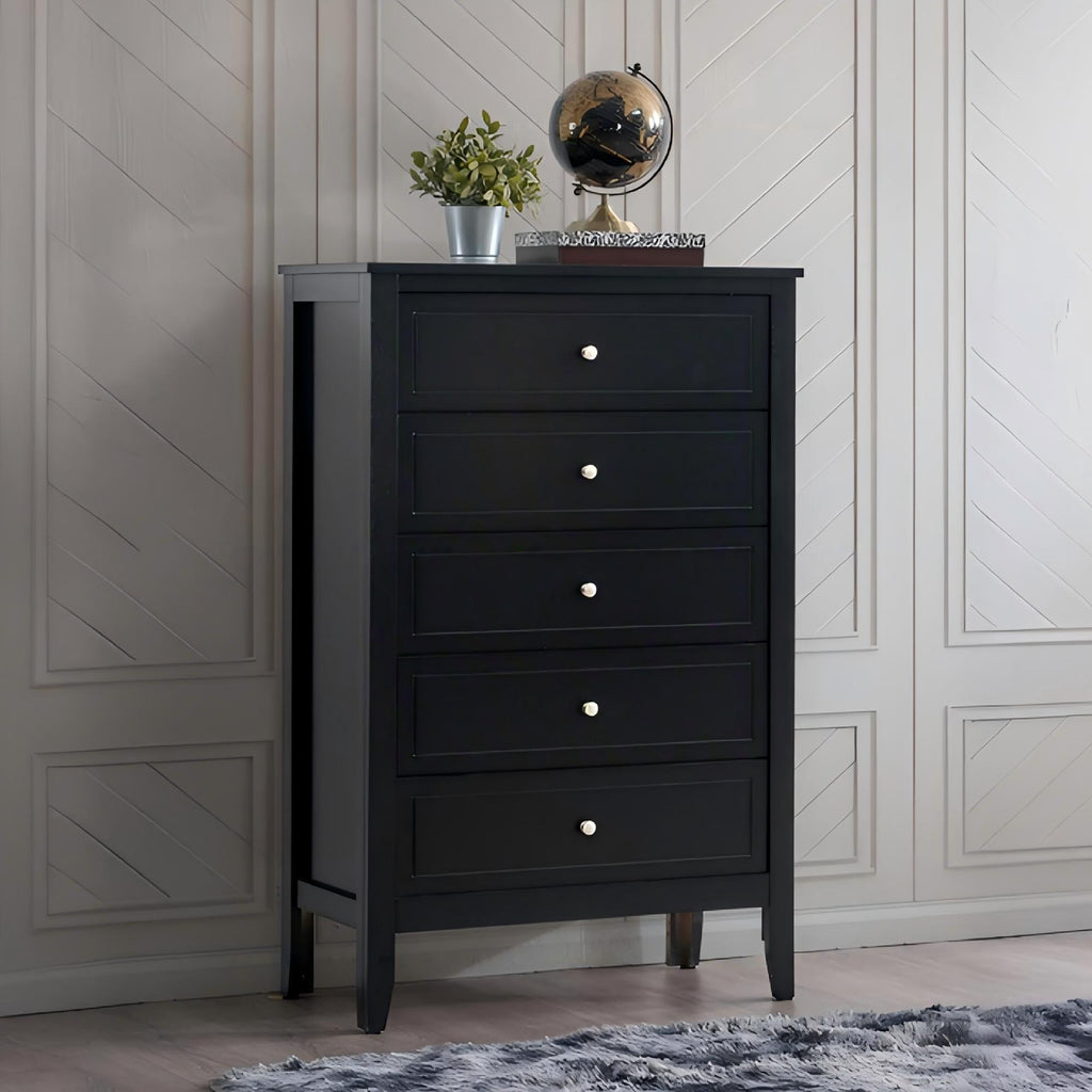 5 Drawer Storage Chest with Metal Hardware - Multiple Colors