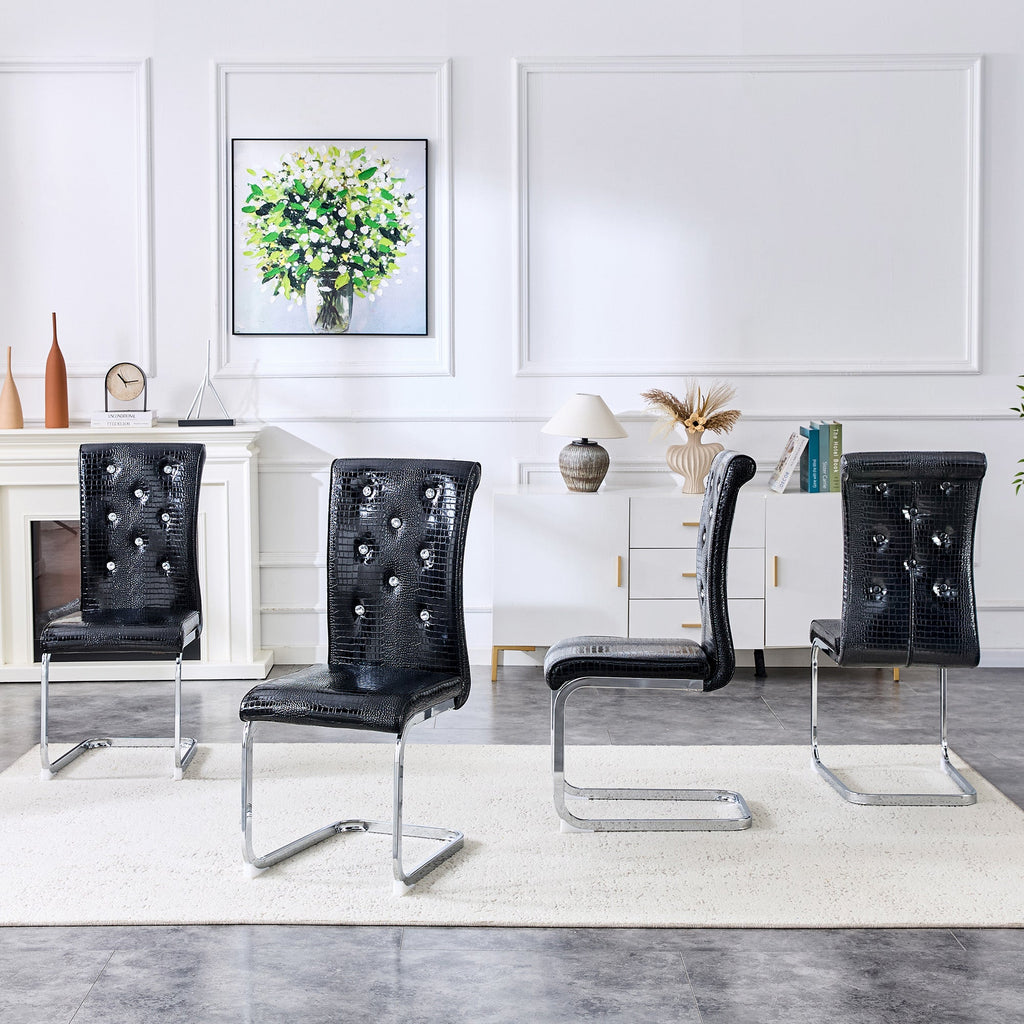 Set of 4 Retro Alligator Skin Upholstered Dining Chairs