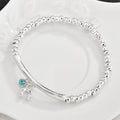 3Pcs Stackable Twisted Silver Bead Bracelet Set For Women, Zircon Horseshoe Charm Open Cuff Bangles, Minimal Cold Style Daily Fashion Jewelry