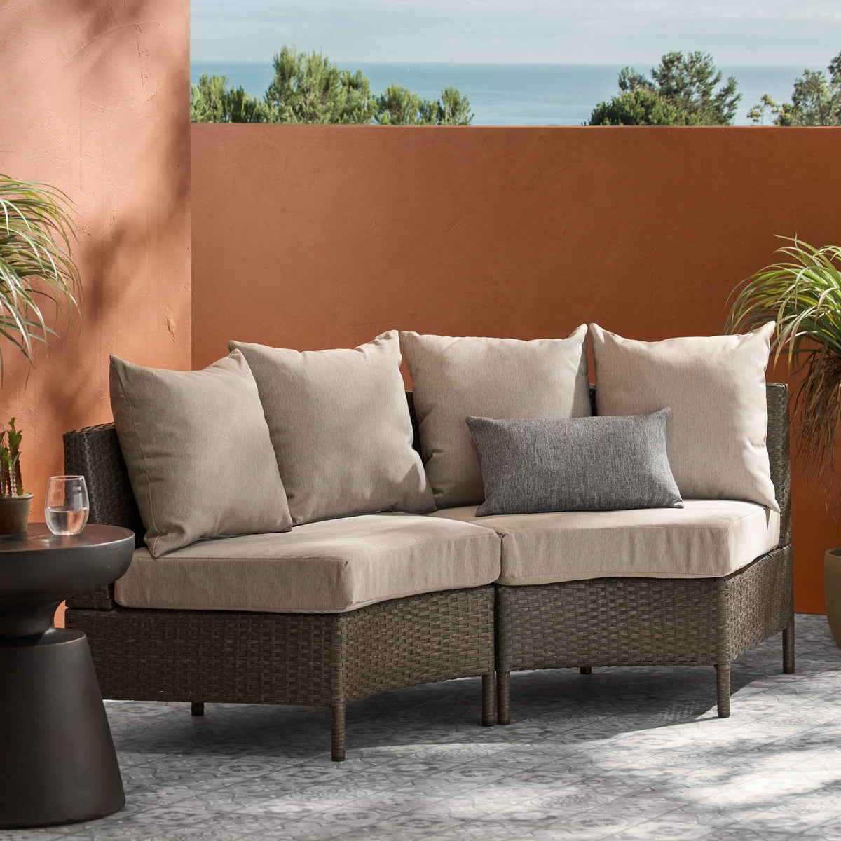 Pt Limon Modern Outdoor Single Sofa with Iron Frame – Pearl Silver or Light Brown