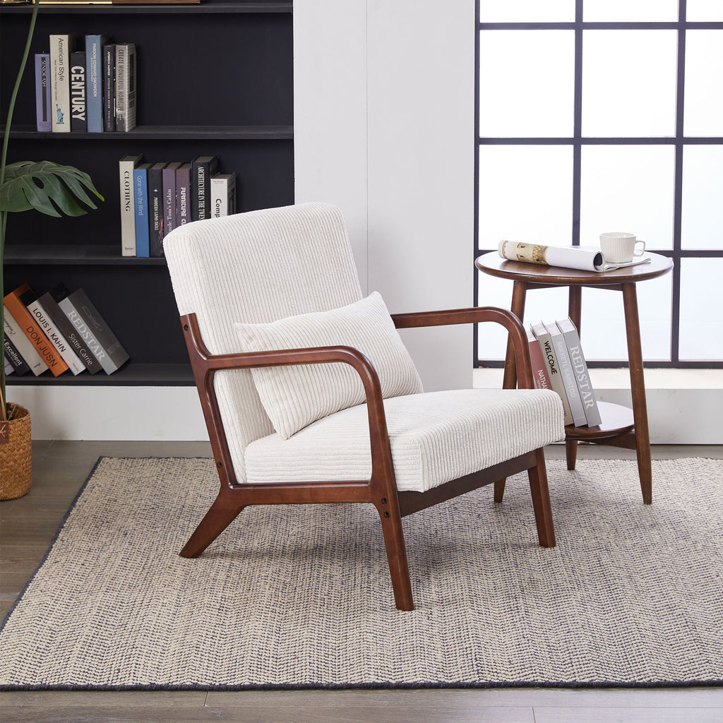 Accent Chair With Pillow And Wood Frame