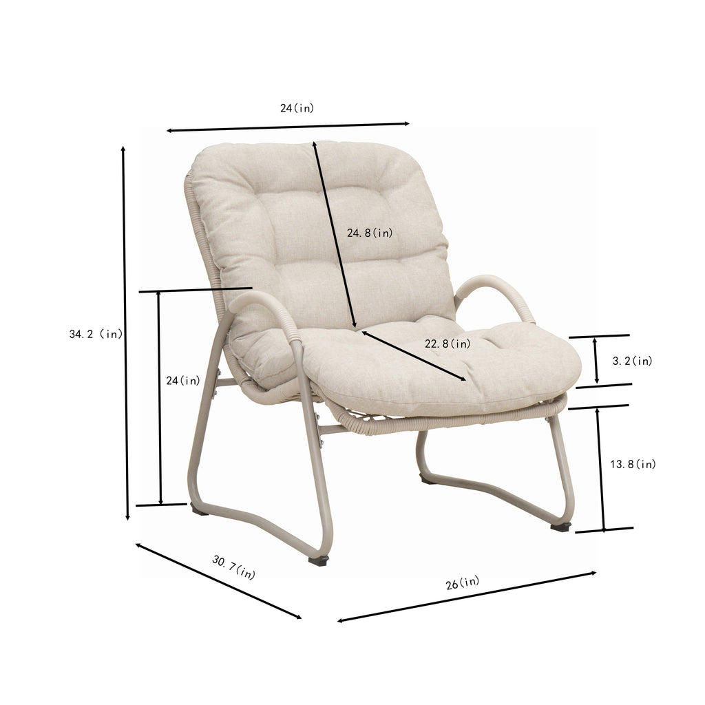 3-Piece Patio Furniture Set with Steel Frame - Off White