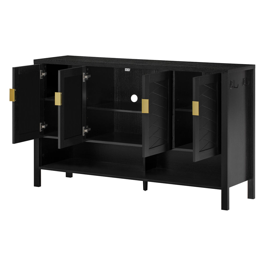 55.1" Storage Sideboard with 4 Doors - MDF, Black or Navy Blue