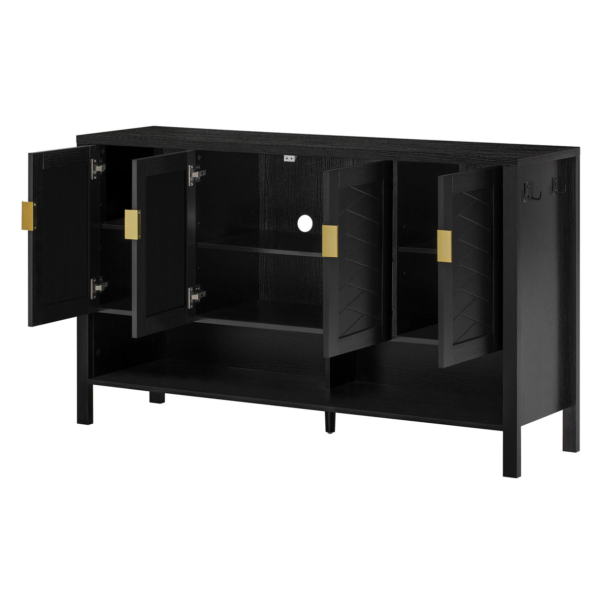 55.1" Storage Sideboard with 4 Doors - MDF, Black or Navy Blue
