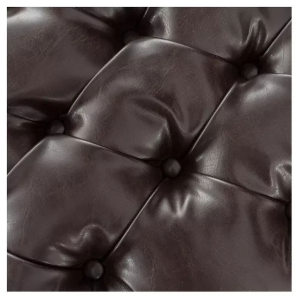 Ottoman Bench with Storage with Button-Tufting - Dark Brown