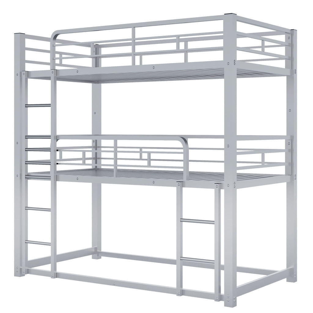 Triple Bunk Bed With Sturdy Construction And Space Saving Design